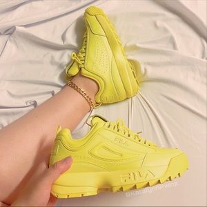 Fila Disruptor Yellow Womens Sneakers Platform